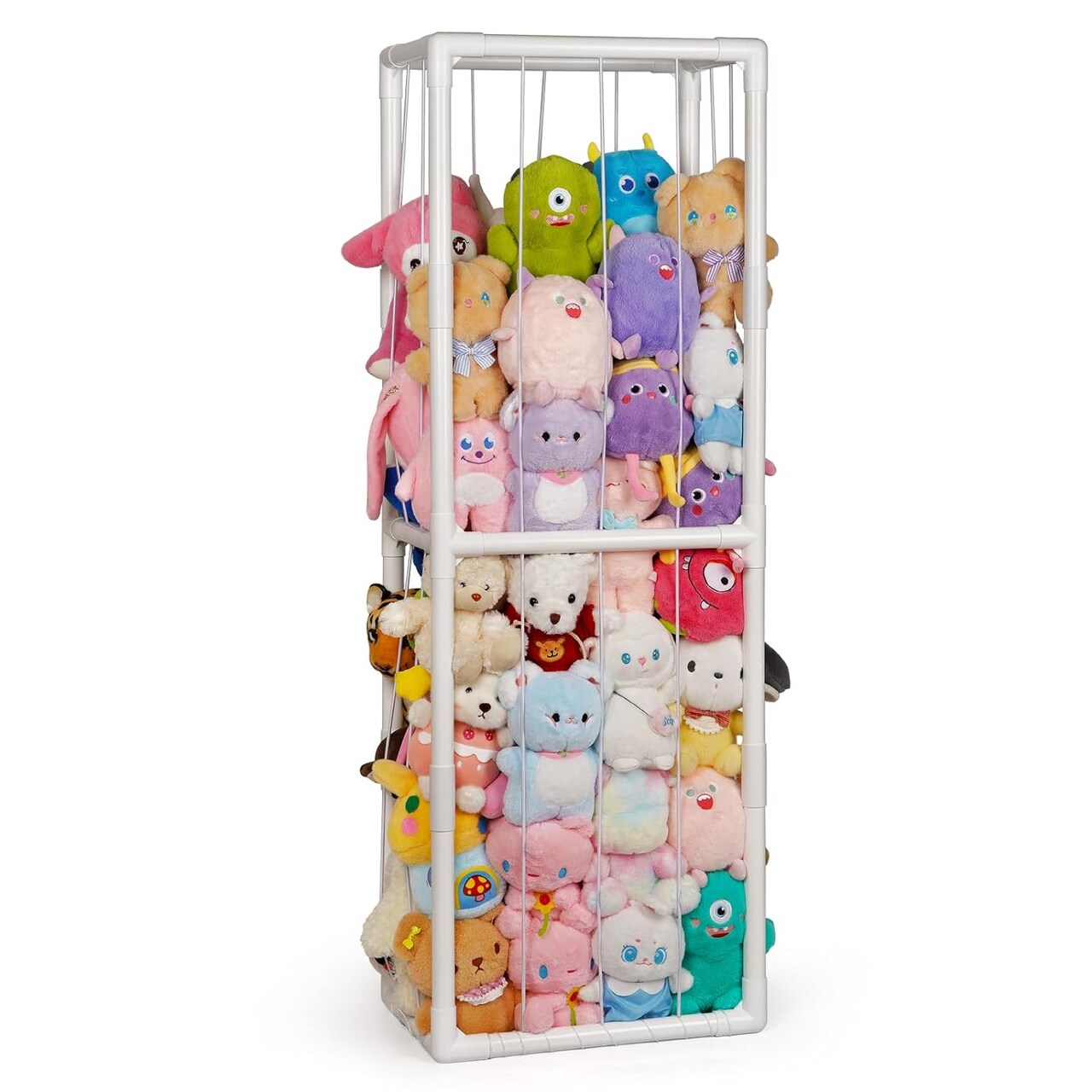 Stuffed Animal Storage PVC with Elastic Band and Net (White 1) 56.6"L x 19.3"W x 13"H